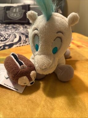Disney White Plush Hercules Pegasus with Teal Accents and Chip Tsum Tsum